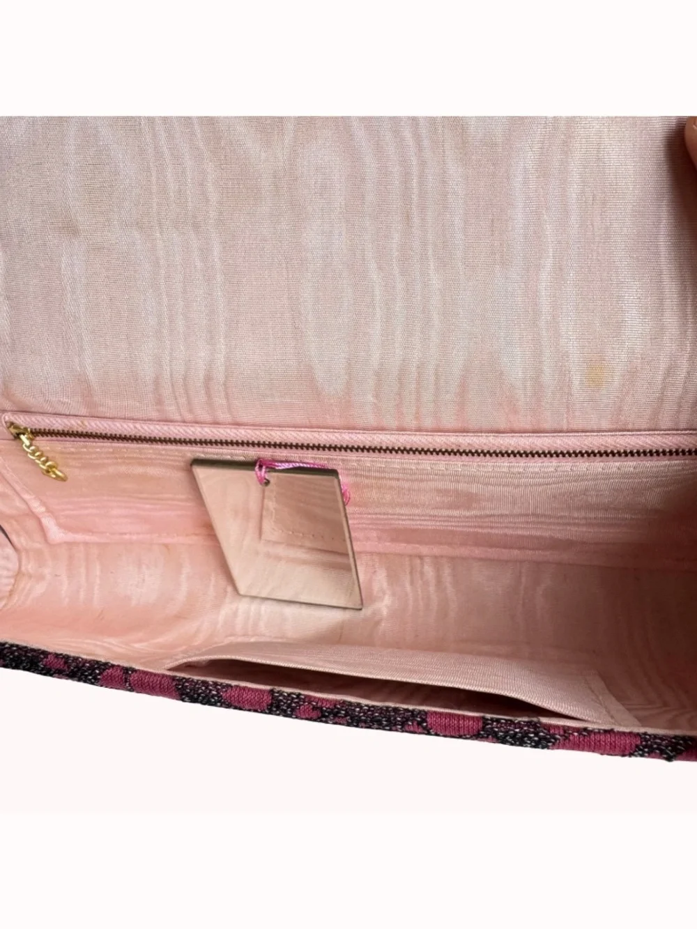 Vintage Pink Black Fabric Clutch Evening Bag Wedding Purse Formal Party Makeup